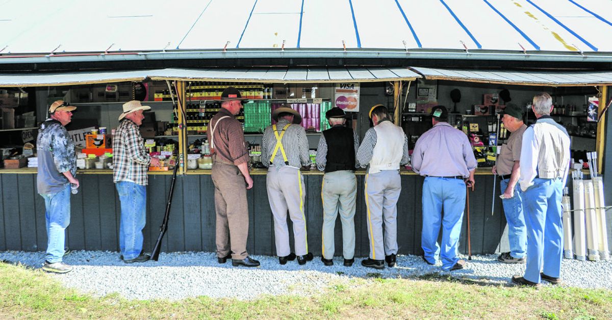 Sutler’s Row is a busy place at an N-SSA National skirmish as members and guests shop for black powder shooting supplies, skirmishing gear, and all things Civil War. (Niki Bethke)
