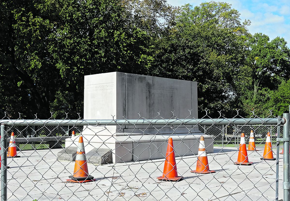 Base of Forrest monument after removal of statue.