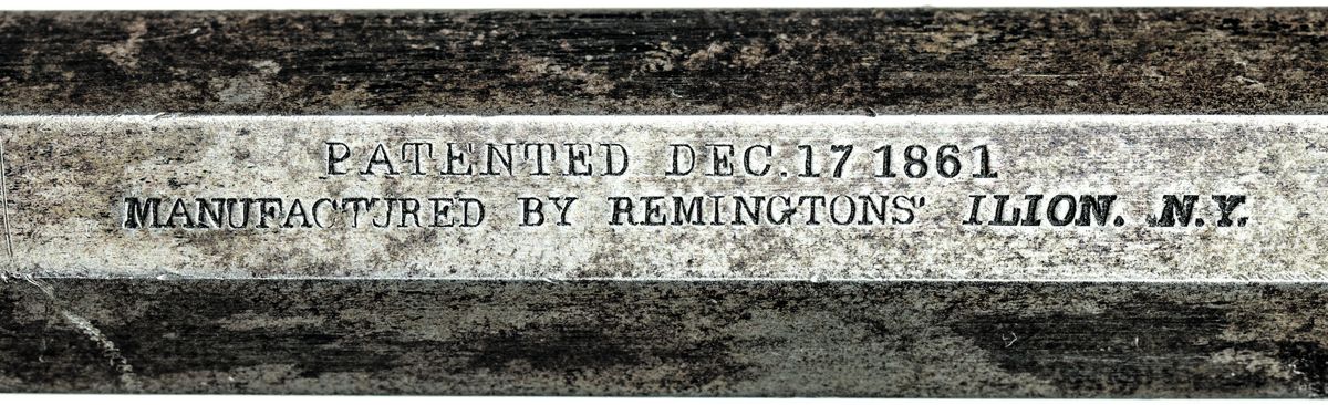 Later production Model 1861 “Old Model” Navy barrel marking with Elliott patent date markings.