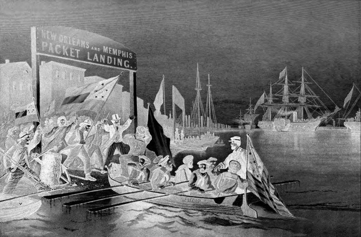 Union sailors land in New Orleans. From Samuel M. Schmucker, The History of the Civil War in the United States (Philadelphia,