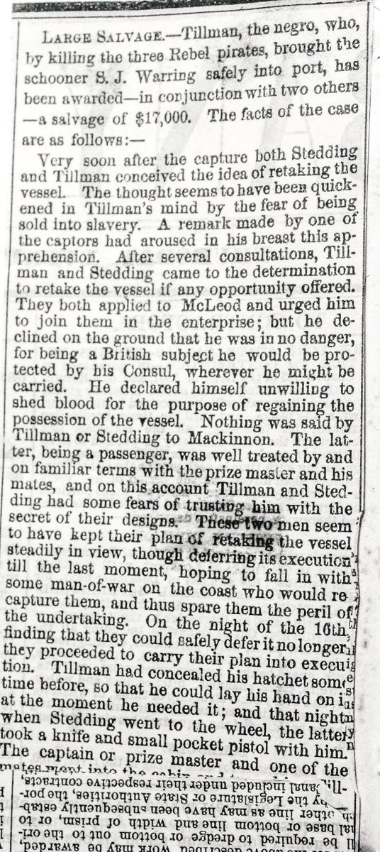 Newspaper article about Tillman.