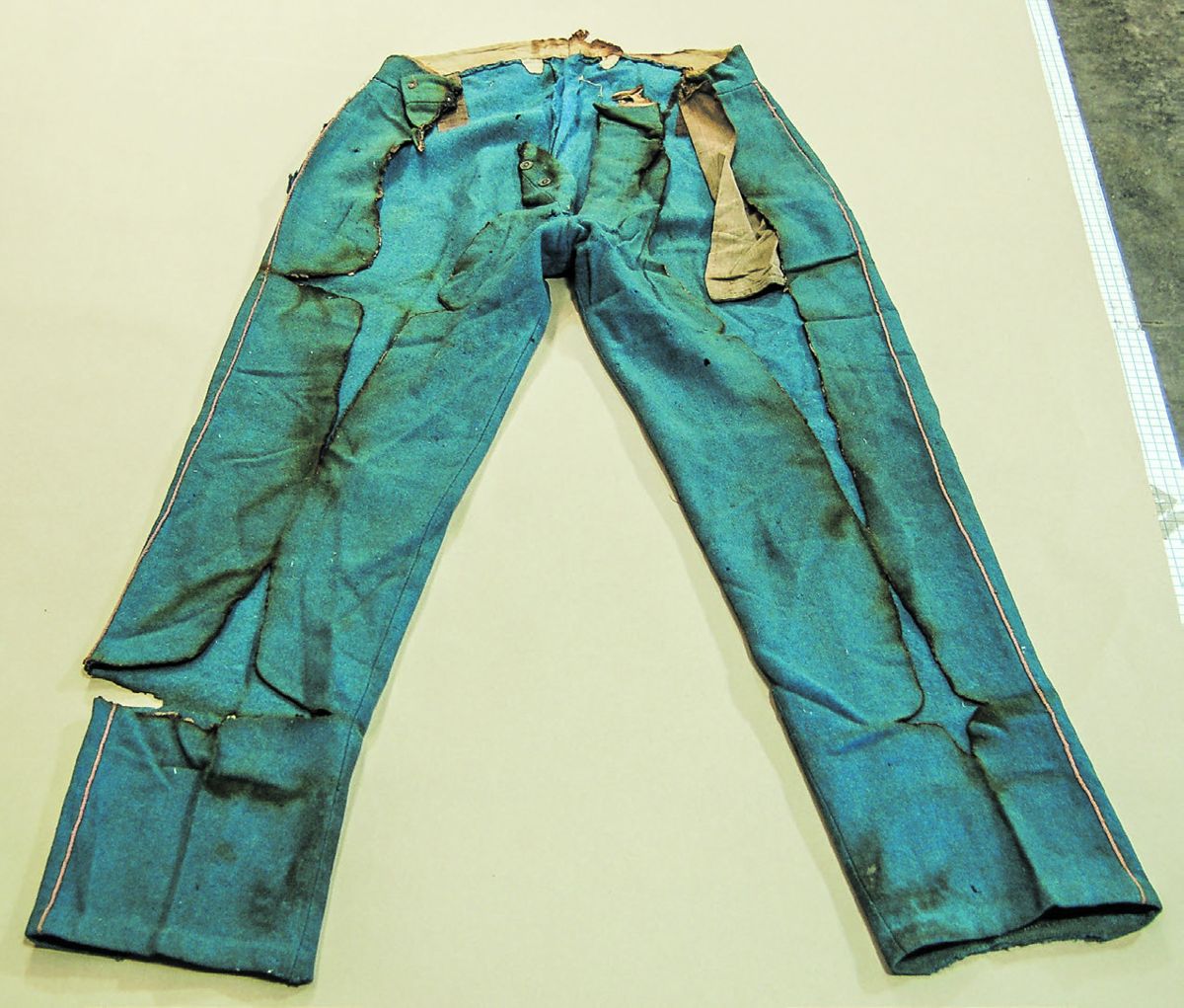 Trousers, front, before restoration.