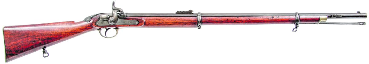 Overall view of Wilson Rifle #221, likely the “pattern gun” never delivered to McLaurin in New Orleans, that was found with the U.S. Ordnance Department label on it.