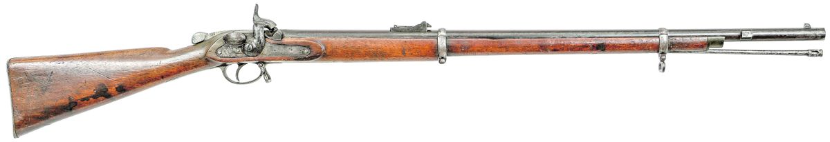 Overall view of Wilson Rifle #2A5025, which was found with the bolt seized and the fish tail missing from the lever; likely the gun sold at the Ordnance Department auction.
