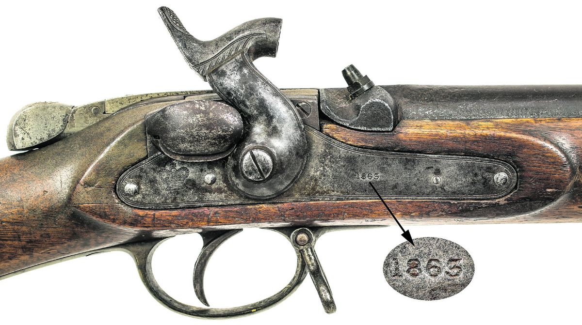 Late Wilson #2A5025 lock view with 1863 date.