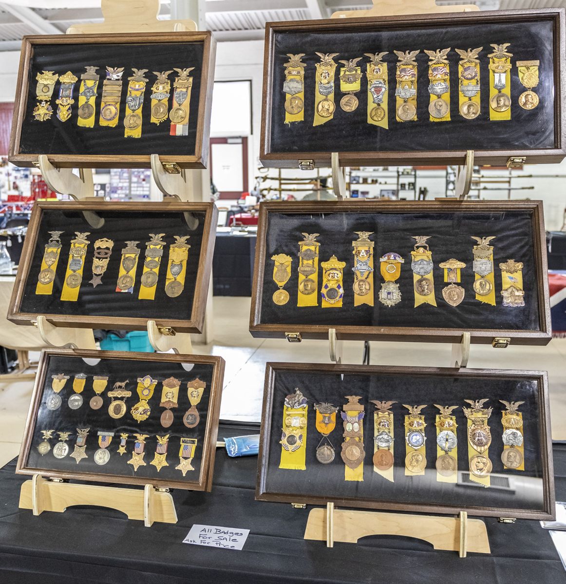 Mike Fisher’s collection of badges and medals was on display for the first time.