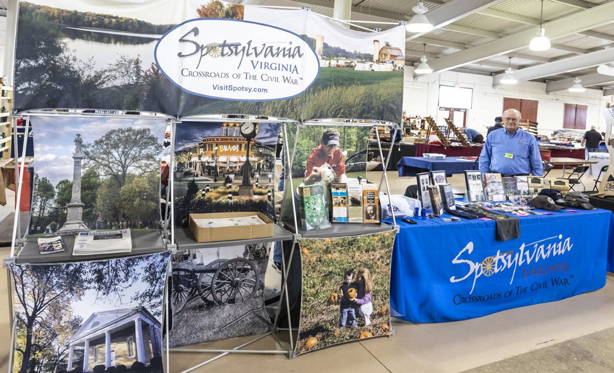 Mike Greenfield always has a great display touting tourism for Spotsylvania, Va.