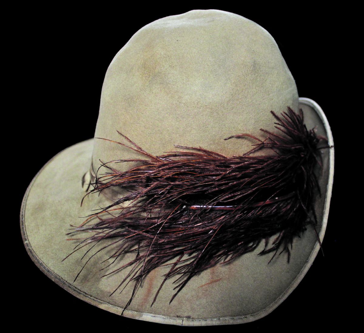 Back of slouch hat with ostrich plume. (Photos courtesy OldSouthAntiques.com)