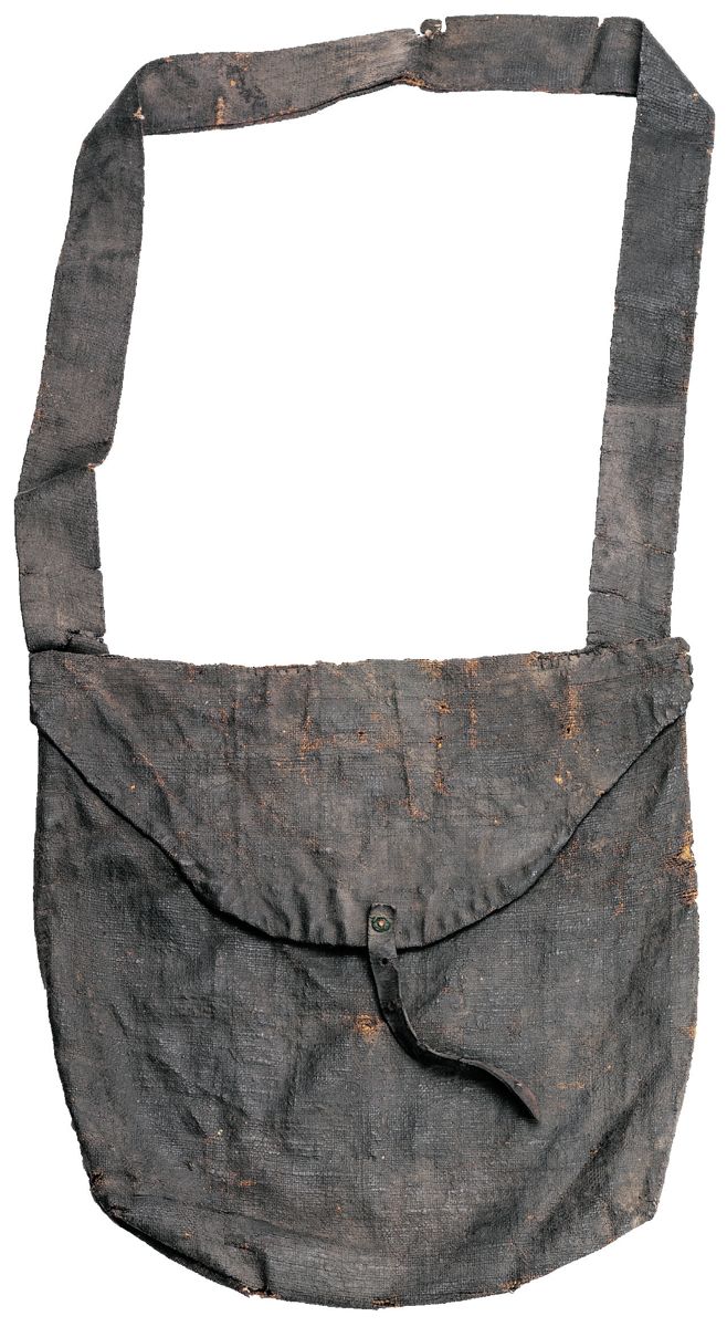 Civil War era tarred linen haversack. (Courtesy The George Wray Jr. Collection, Atlanta History Center)
