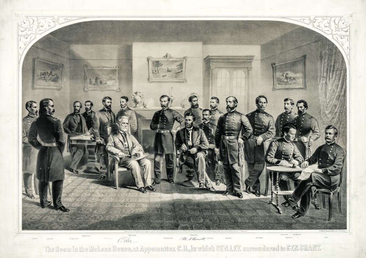 Lithograph titled: The room in the McLean House, at Appomattox C.H., in which Gen. Lee