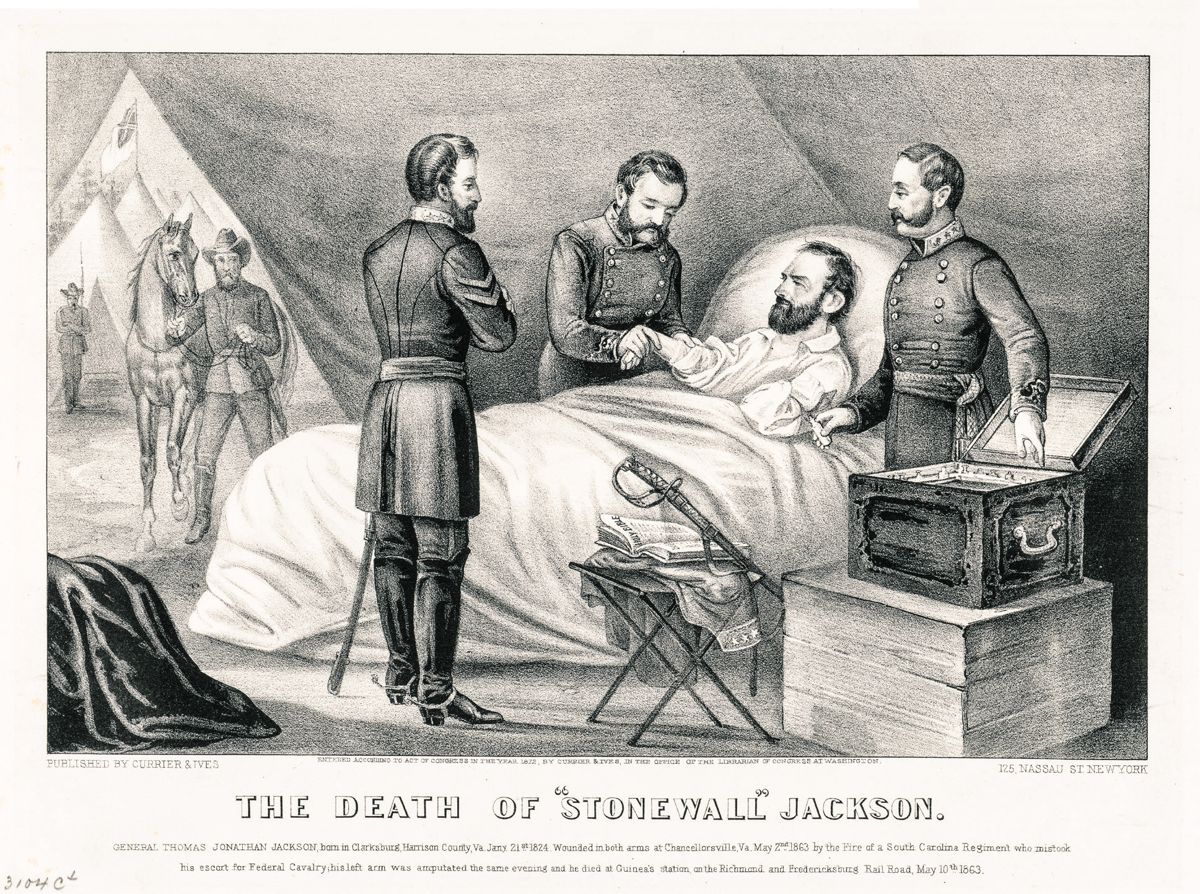 “The Death of ‘Stonewall’ Jackson.” 1872 lithograph by Currier & Ives. (Library of Congress)