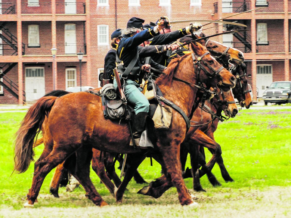 Union cavalry provided a tactical demonstration at Fort Monroe.