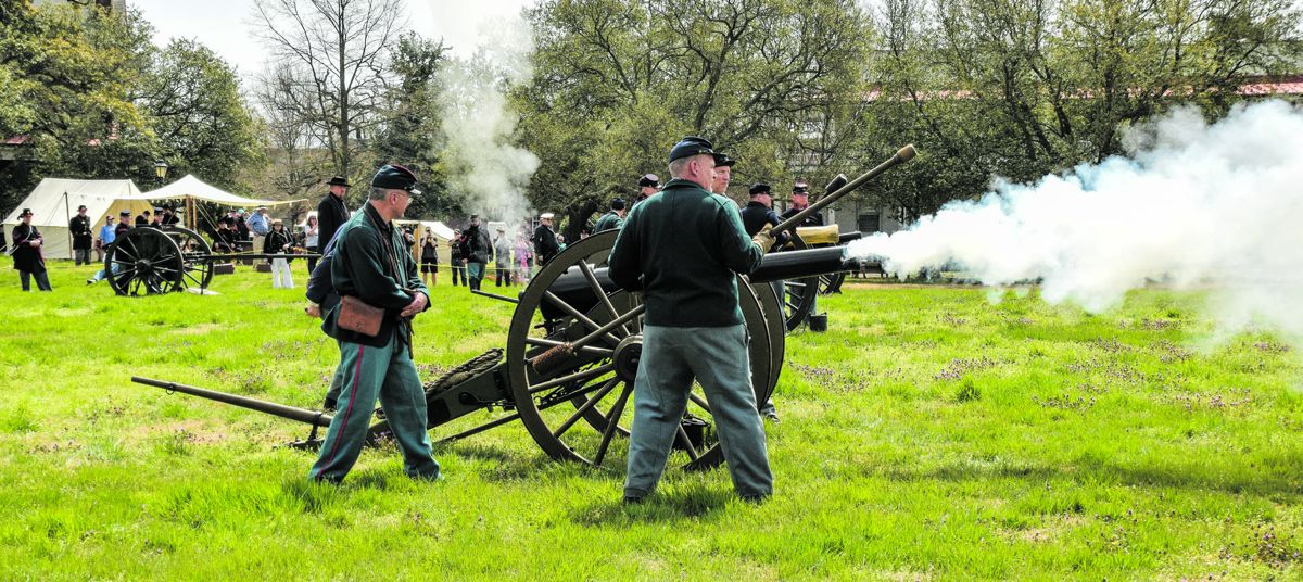 Artillery living history units provided firing demonstrations on the parade ground. This unit is firing