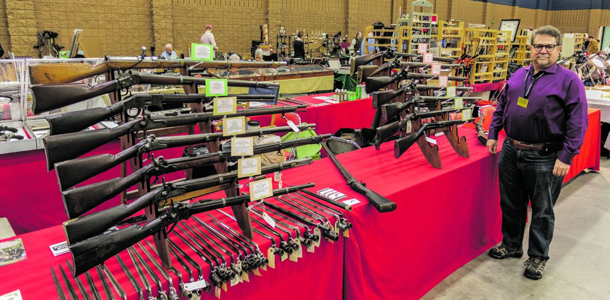 Antiques Roadshow appraiser, author and CWN columnist Tim Prince, owner of College Hill Arsenal, proudly displays his fine selection of antique weapons.