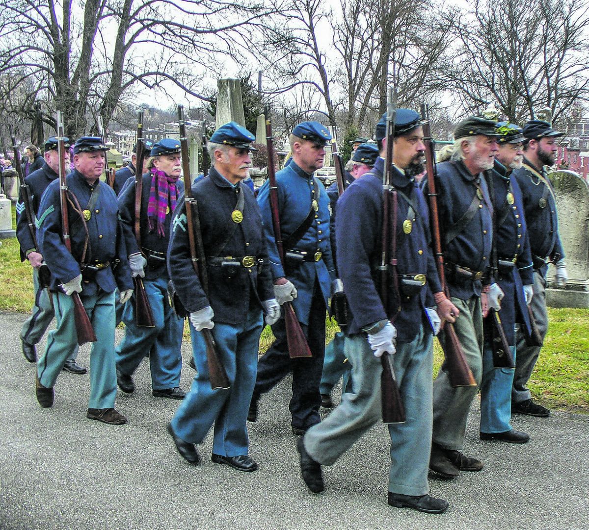 Members of the Mifflin Guard parade to General Meade’s grave site.