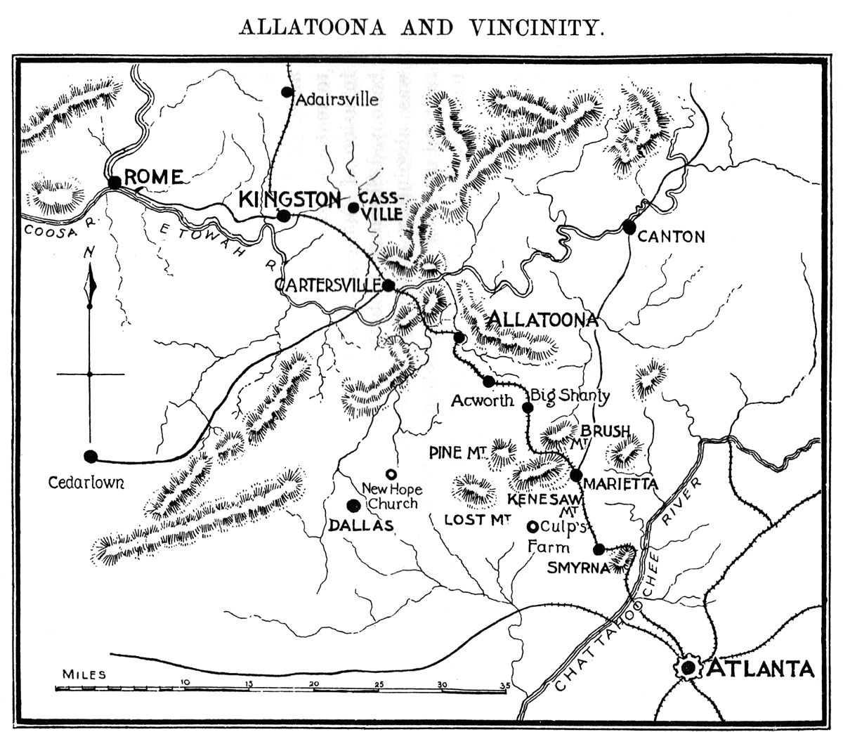Map accompanying Captain Ludlow’s report on Allatoona Pass.