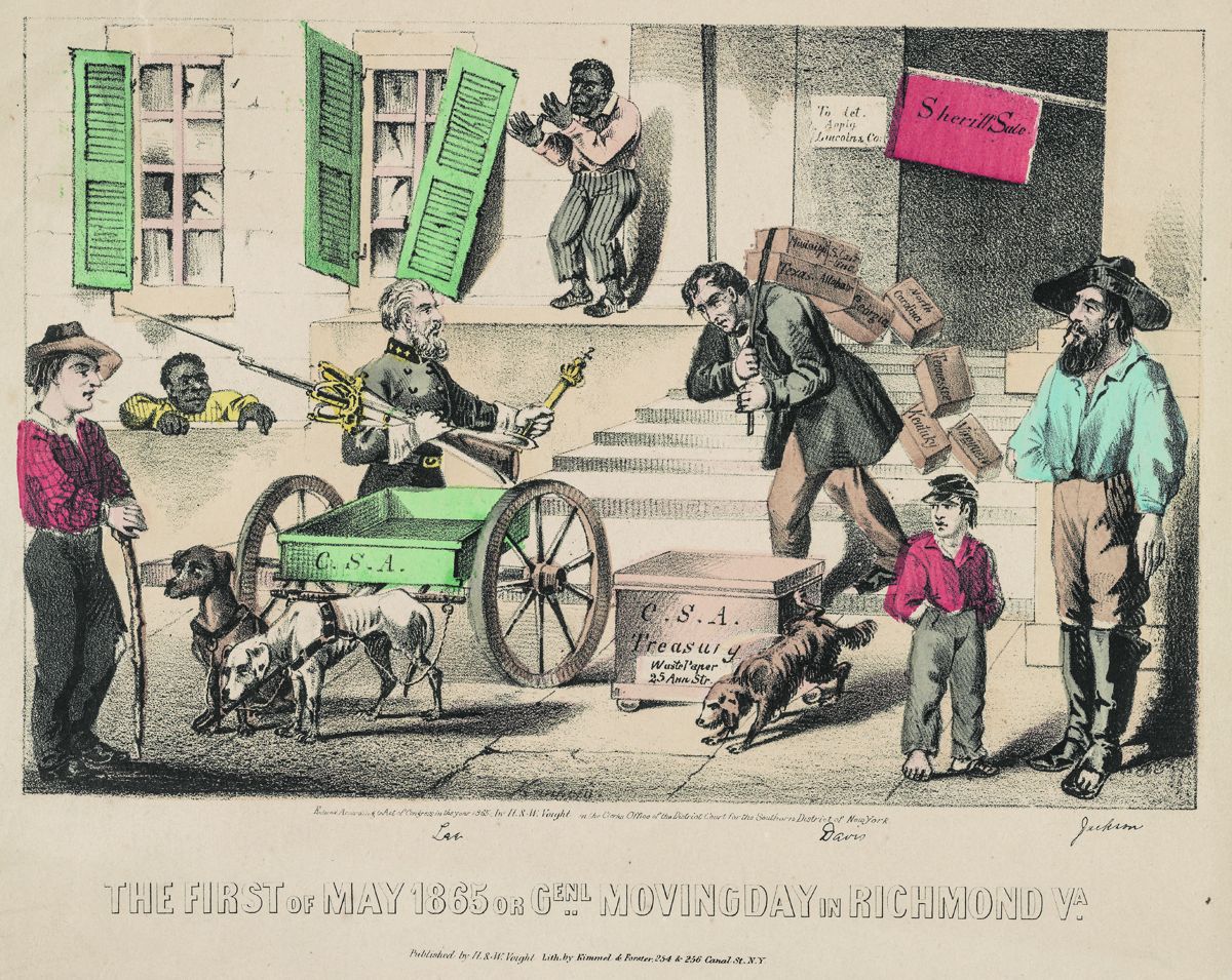 Titled “The First Of May 1865 or Gen[era]l Moving Day in Richmond, Va.” (Library of Congress, Kimmel & Forster, lithographer)