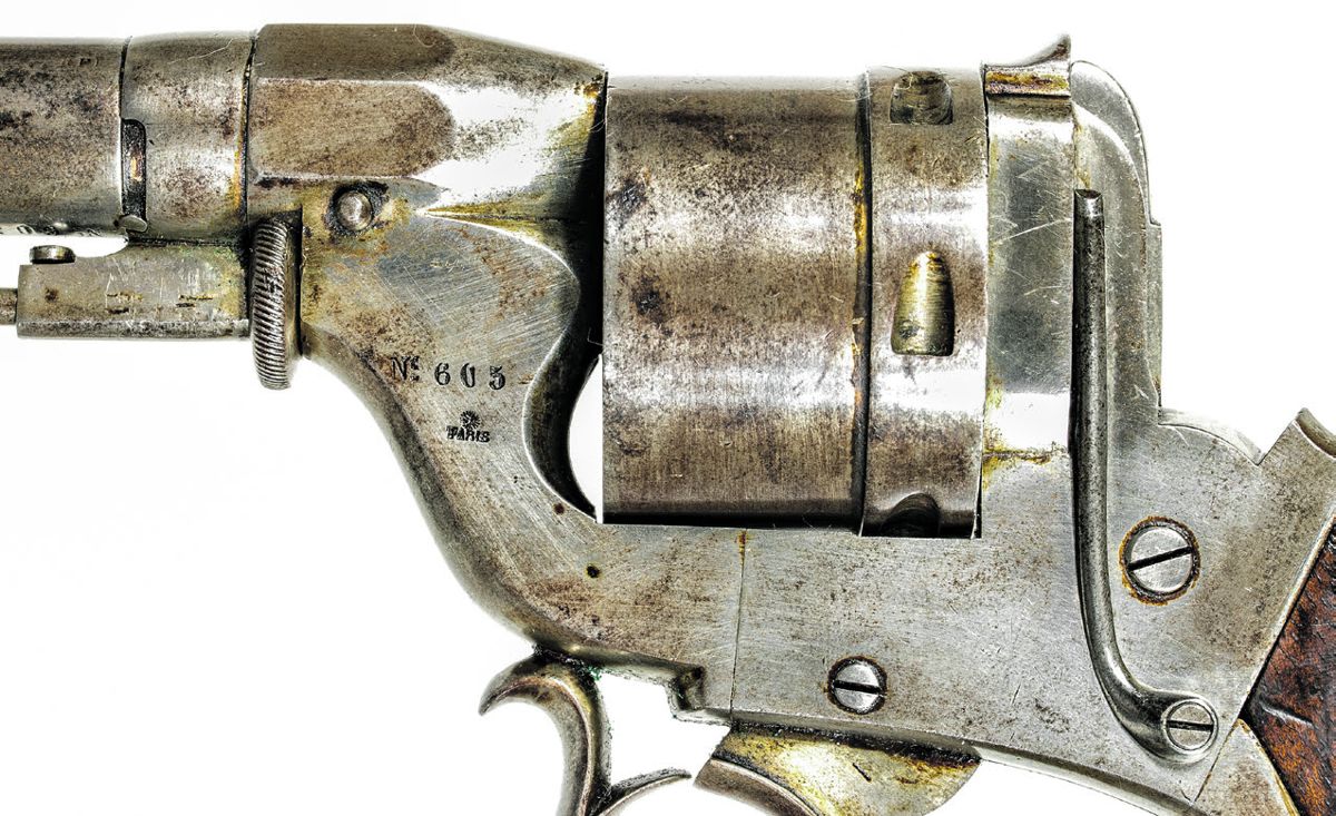 Close up showing the serial number on the frame and the “starburst” over Paris mark.
