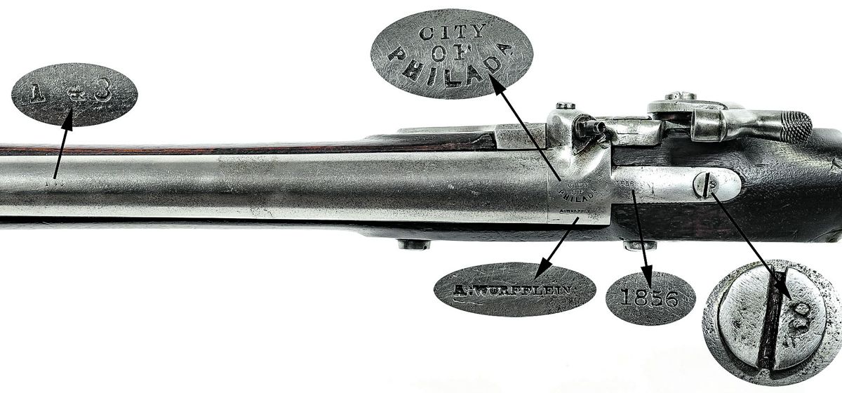 Remington breech date, original assembly number “8” and alteration assembly number “143.”