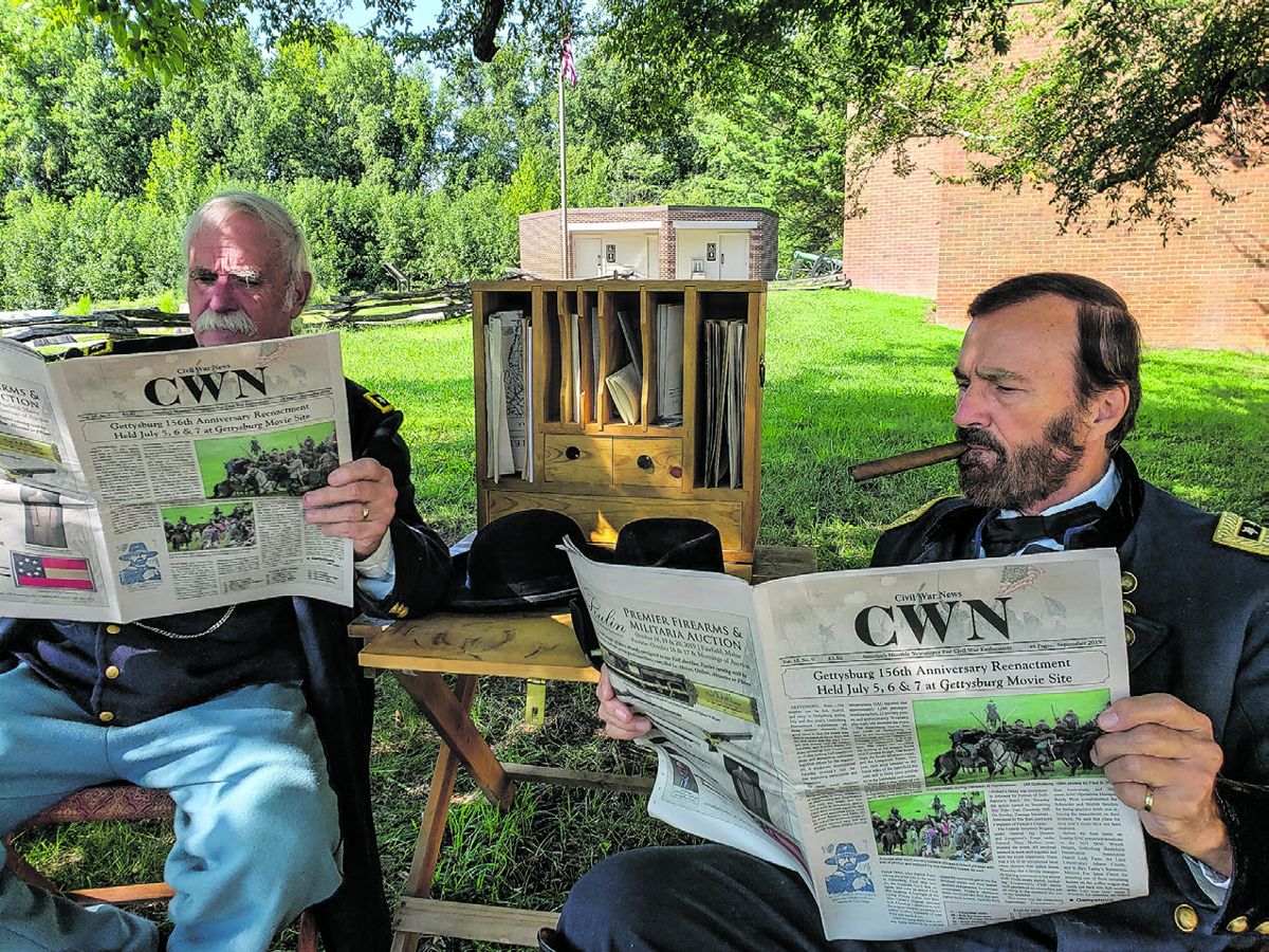Even the Generals read Civil War News. General E. O. C. Ord (Mark Day) and General’s Ulysses S. Grant (Curt Fields). (CWN photo was taken by Ranger Abbi Smithmier)