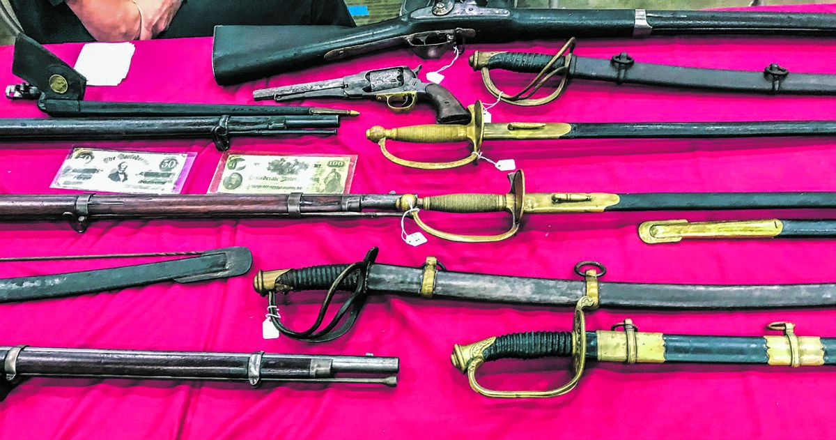 Civil War-era swords, muskets, and revolvers are always a draw.