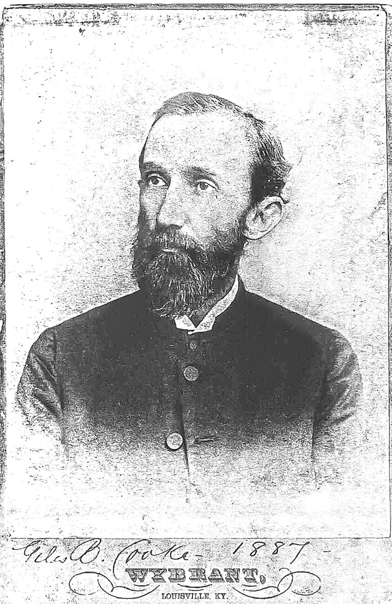 Rev. Giles B. Cooke portrait taken in 1887 by Frank Wybrant [or someone from his studio] a Louisville, Ky., photographer. (Note: photo MAY have been taken during the Orphan Brigade Reunion, August 18, 1887, in Bardstown, Ky. (Photo courtesy of the Portsmouth Public Library)