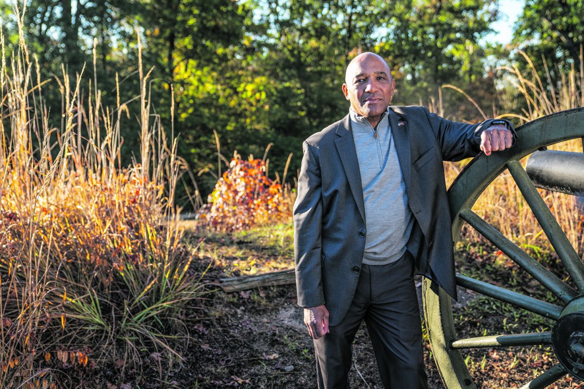 Lt. General Ronald Coleman (USMC, retired) outside Fort Harrison on the New Market Heights battlefield, today part of Richmond National Battlefield Park. (Jamie Betts/American Battlefield Trust)