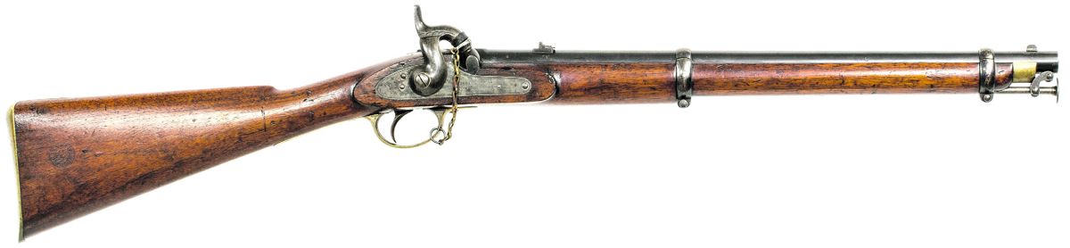 Obverse overall view of a British Pattern 1856 cavalry carbine.