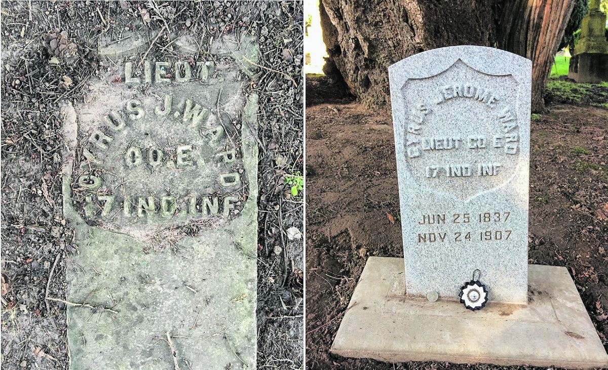 Restored graves of Lt. Cyrus Jerome Ward, 17th Ind., and Gen. Joseph Horace Eaton.