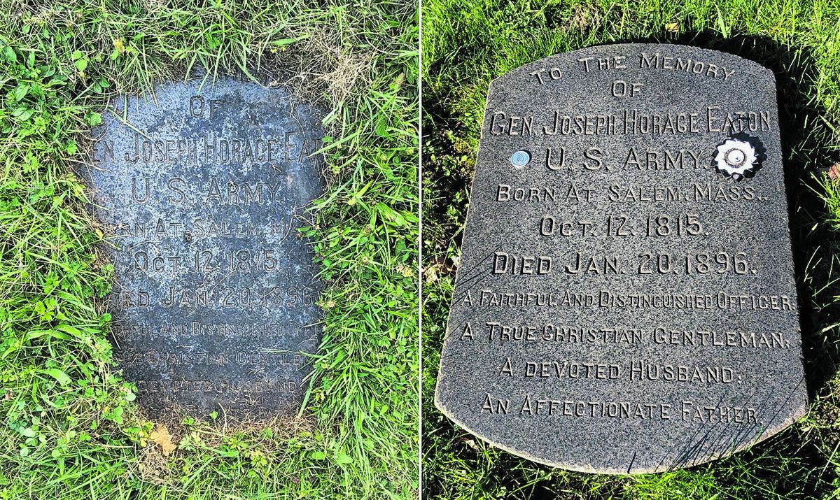 Restored graves of Lt. Cyrus Jerome Ward, 17th Ind., and Gen. Joseph Horace Eaton.