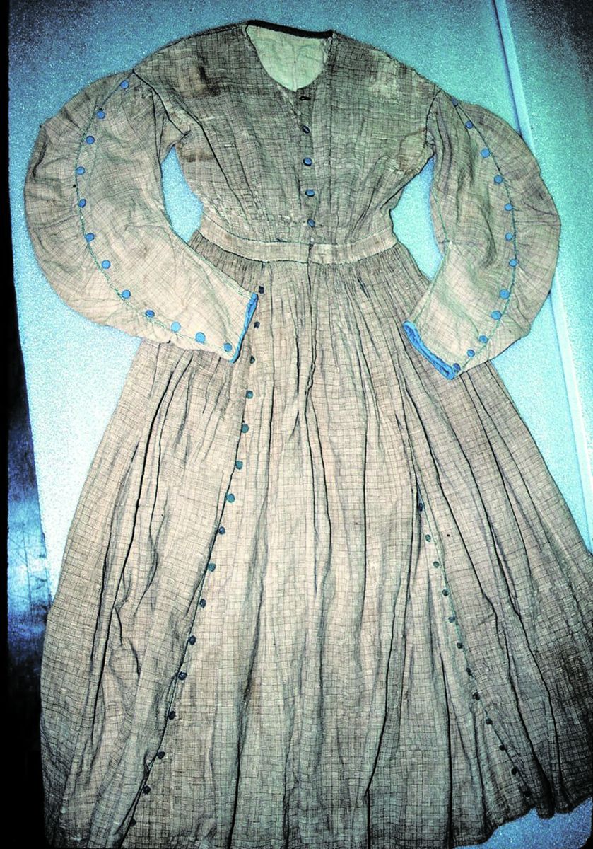 Homespun dress, 1864. Original owner: Martha Evelina (“Lena”) Dancy Ledbetter, (1850–1936). Current location of dress unknown. (Photo by Vicki Betts used with permission.)