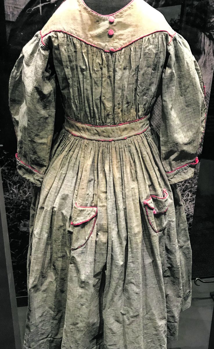 Homespun dress, 1864. Made from cloth woven by 10-year-old Mary Hart of Palatka, Fl. American Museum of the Civil War, Richmond, Va.
