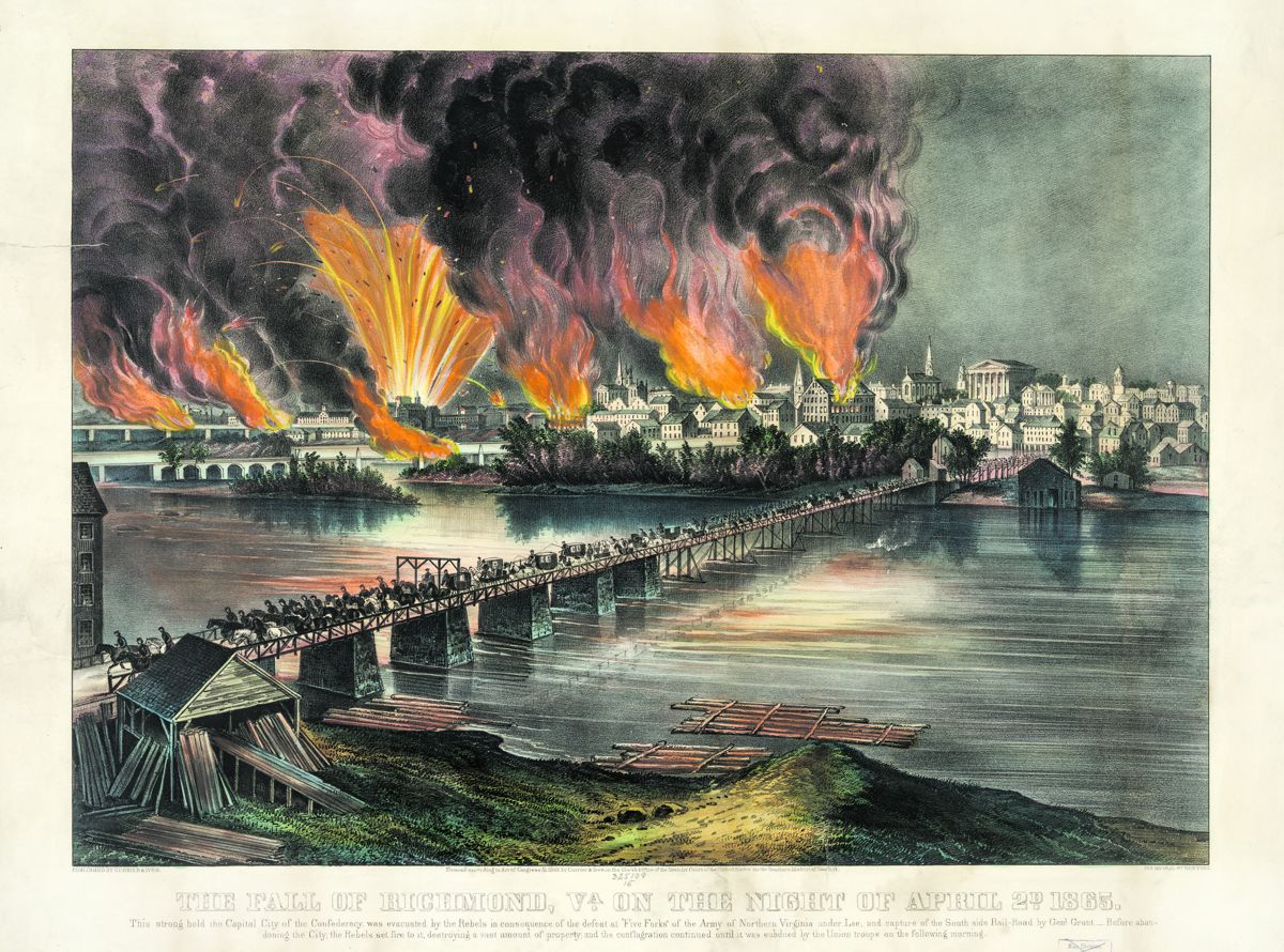 Currier and Ives: The Fall of Richmond Va. on the Night of April 2nd, 1865.