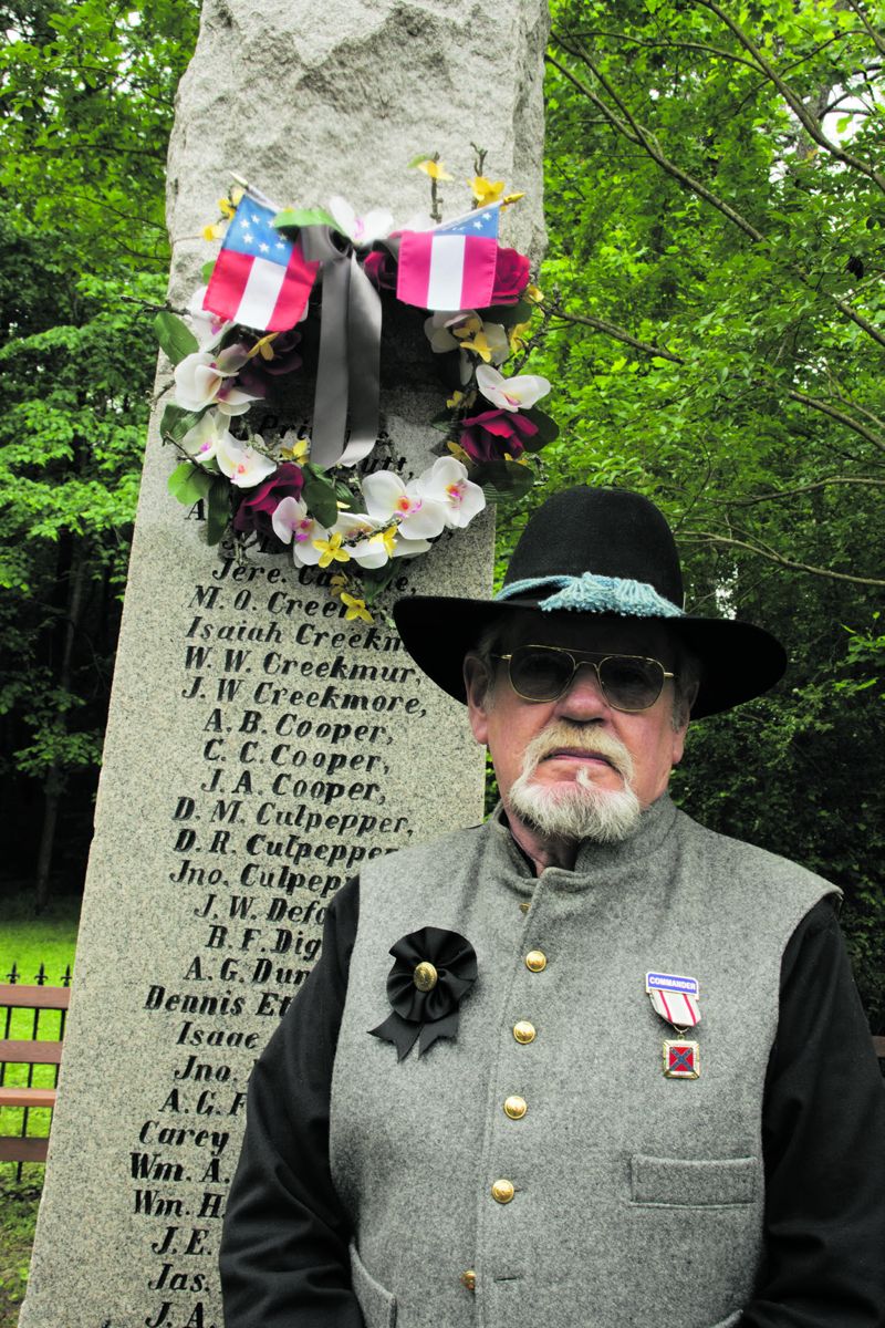 Bob Shirley is Commander of the Norfolk County Grays. He is a descendant of privates T.E. Halstead and J.P. Halstead who served with the Jackson Greys. Both are named on the monument.