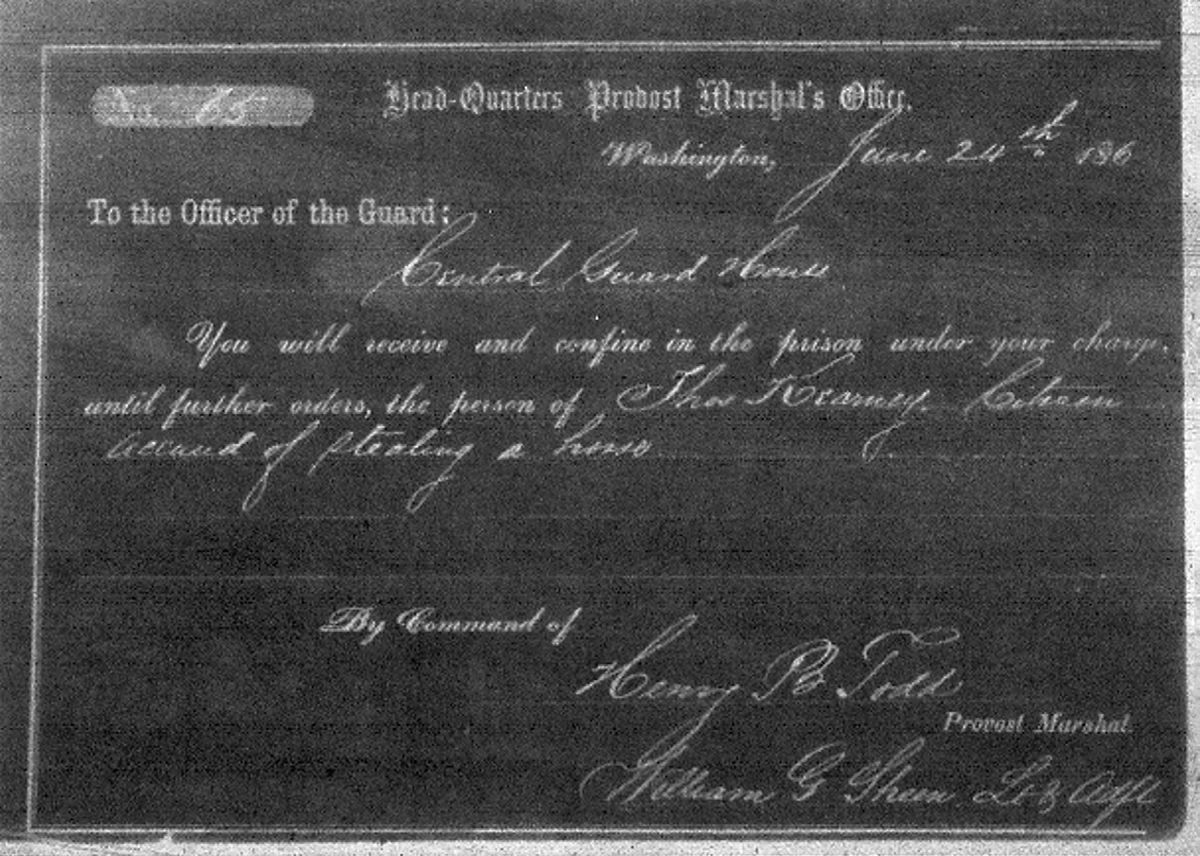 Arrest order signed by Todd. National Archives.