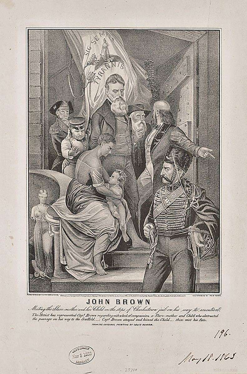 “John Brown. Meeting the Slave-mother and her Child on the steps of Charleston jail on his way to be executed.” Library of