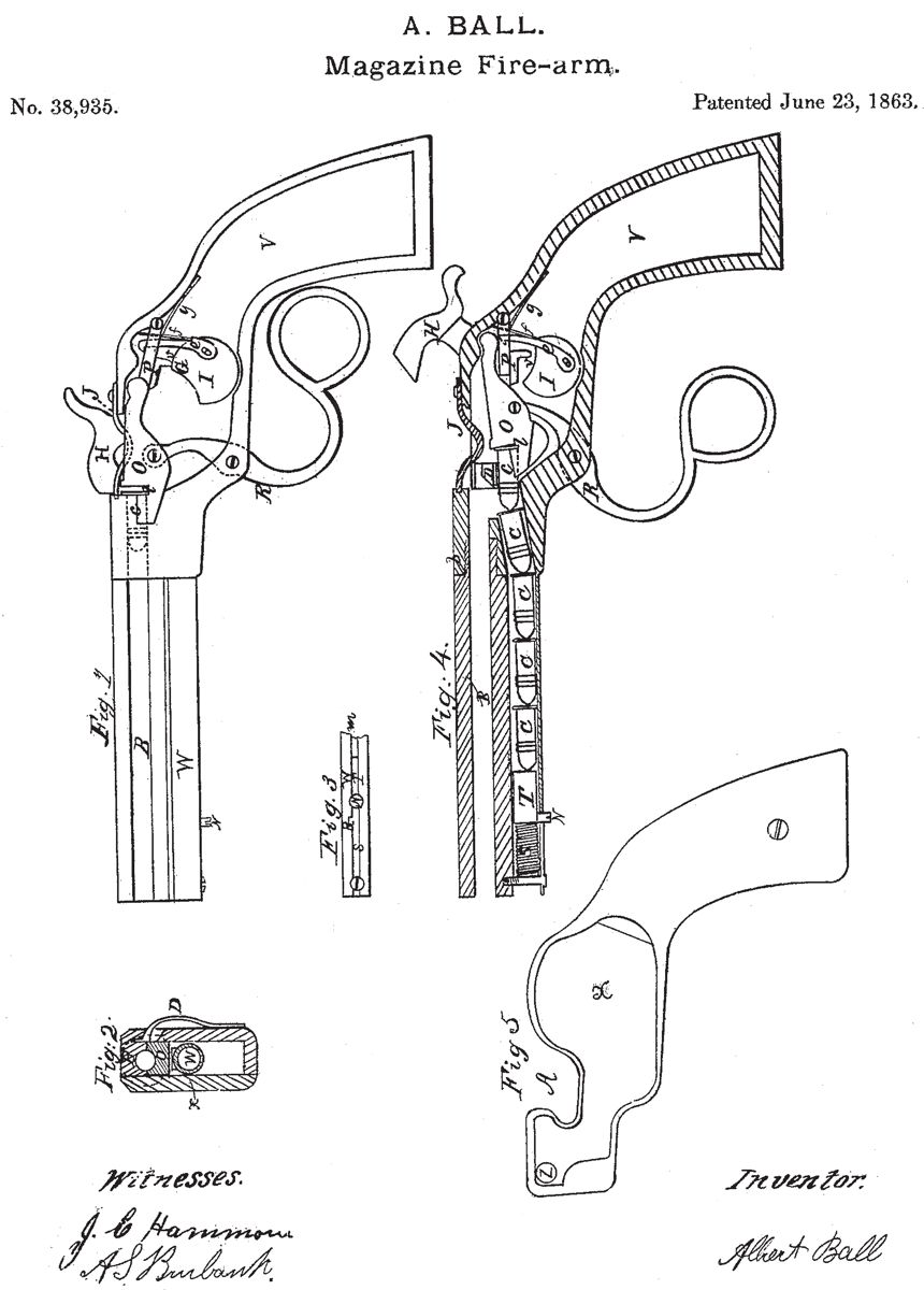 Ball’s magazine fire-arm patent No. 38,935.
