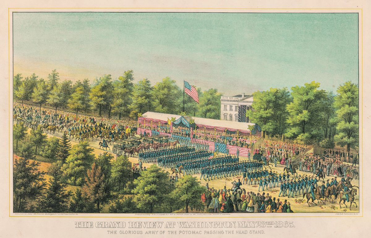 The grand review at Washington May 23th 1865 The glorious Army of the Potomac passing the head stand / / Lith. by E. Sachse
