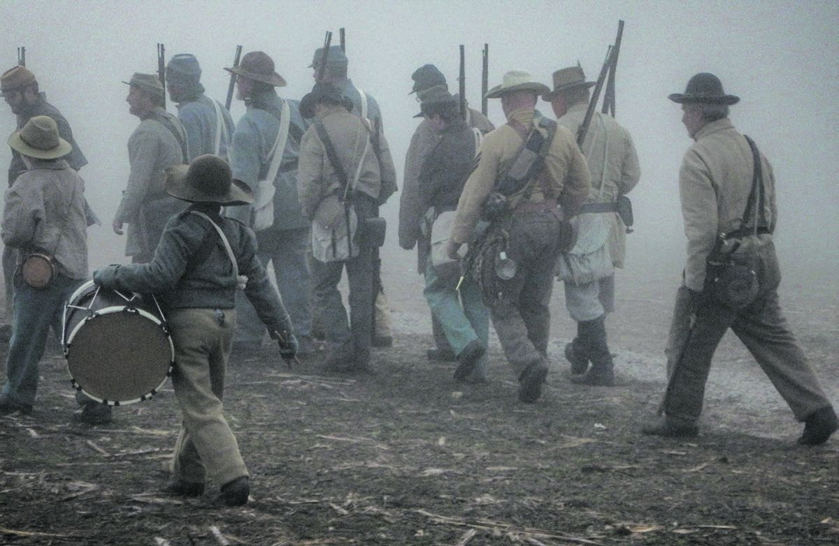 Young Confederate drummer boy marching with the column of (All photos by Gregory L. Wade)