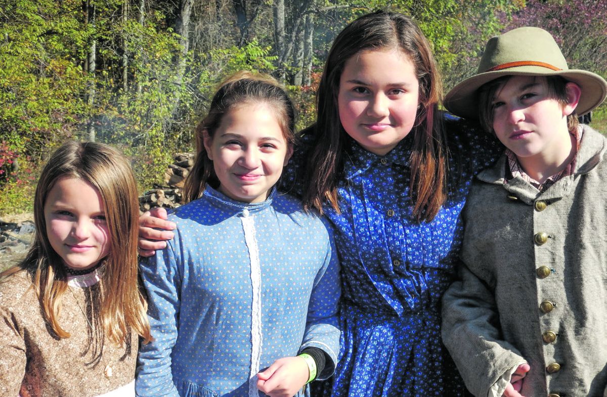 Left to right Emma Duvall age 10, Lydia Gerald age 11 and Aryana Gerald age 12 all of Carrollton, Ky., Codi Dean age 11 of Austin, Ind.