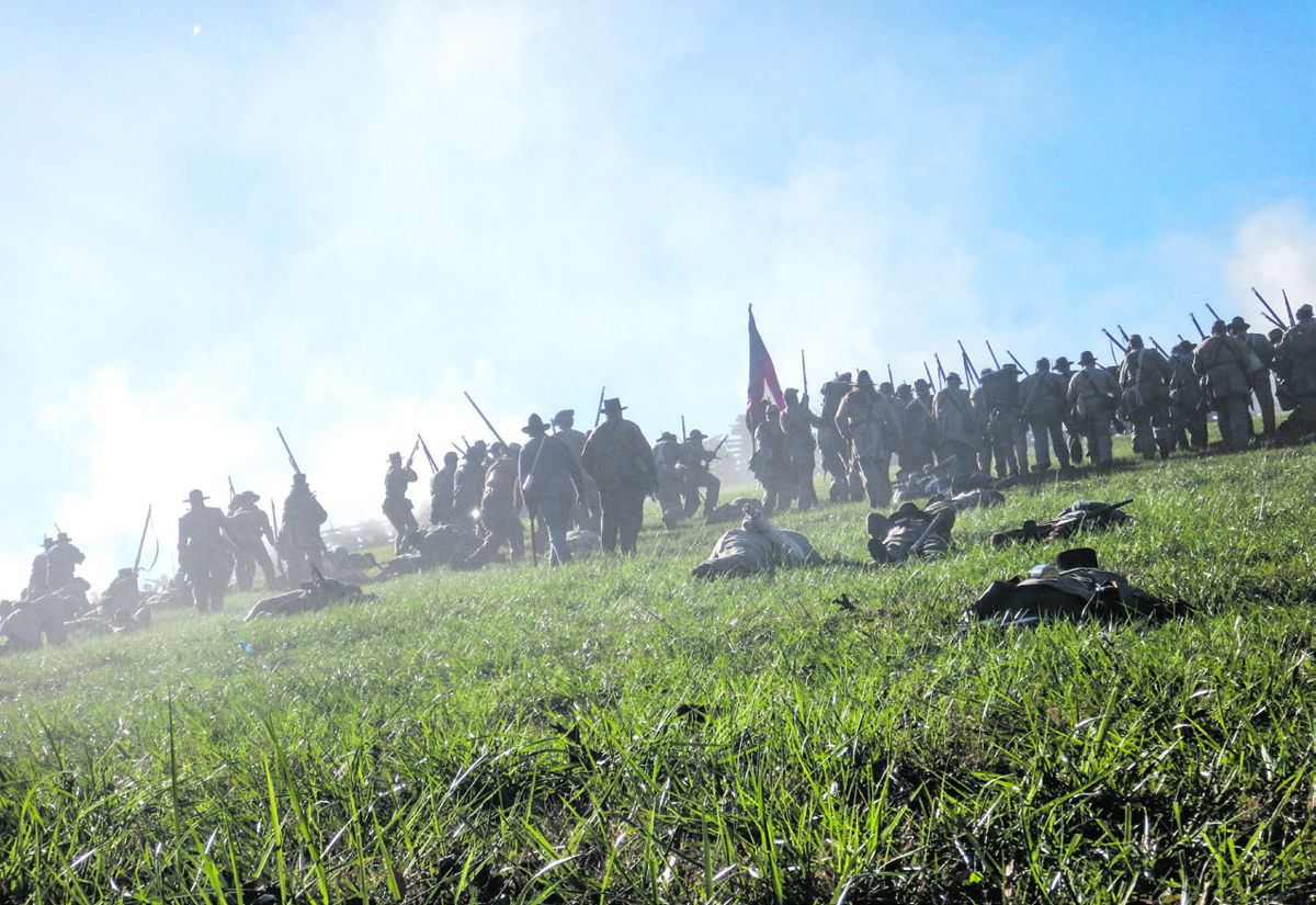 In the ranks and final battle scene.