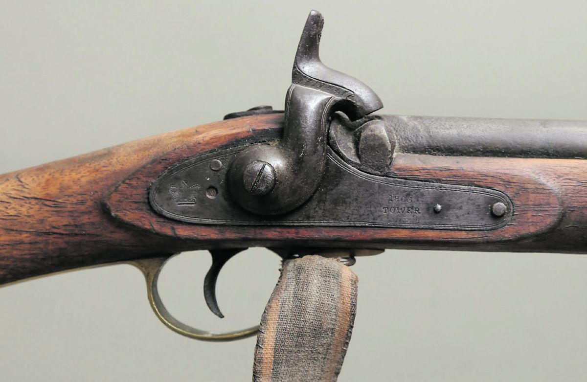 Lock view of Pattern 1853 Enfield rifle.