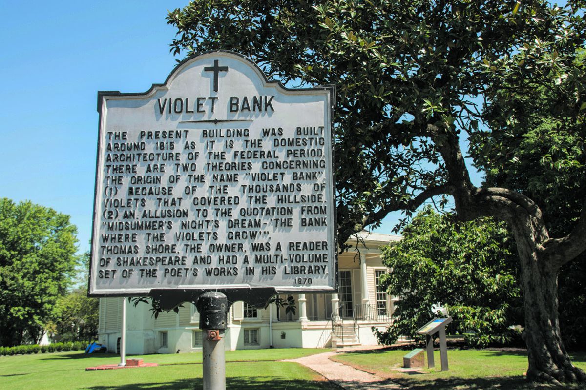 The Violet Bank Virginia highway marker offers several explanations about why this historic house may have come to be known as Violet Bank.