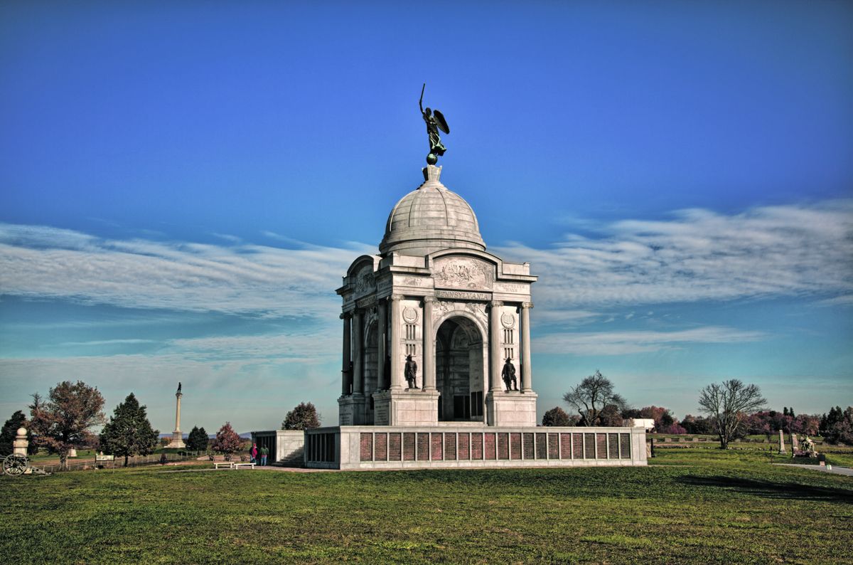 The Pennsylvania State Memorial is a monument in Gettysburg National Military Park that commemorates the 34,530 Pennsylvania soldiers who fought in the July 1 to 3, 1863, Battle of Gettysburg during the American Civil War. Photo Jack Melton.