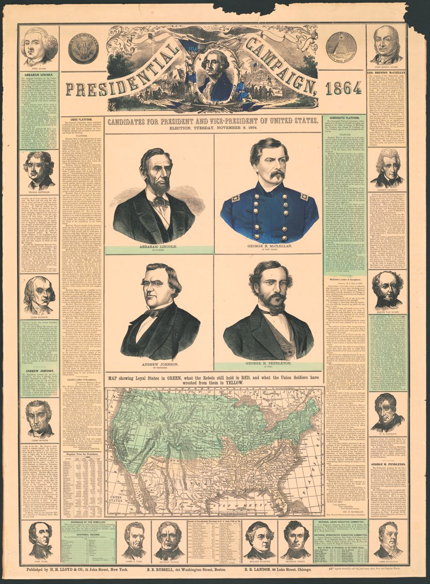 'Presidential campaign, 1864. Candidates for President and Vice-President of United States. Election, Tuesday, November 8, 1864.' Library of Congress.