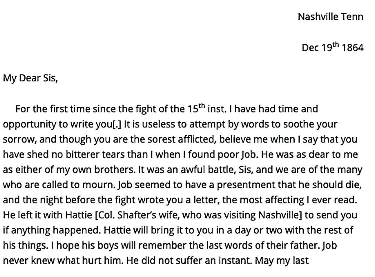 Transcription of Shafter letter.