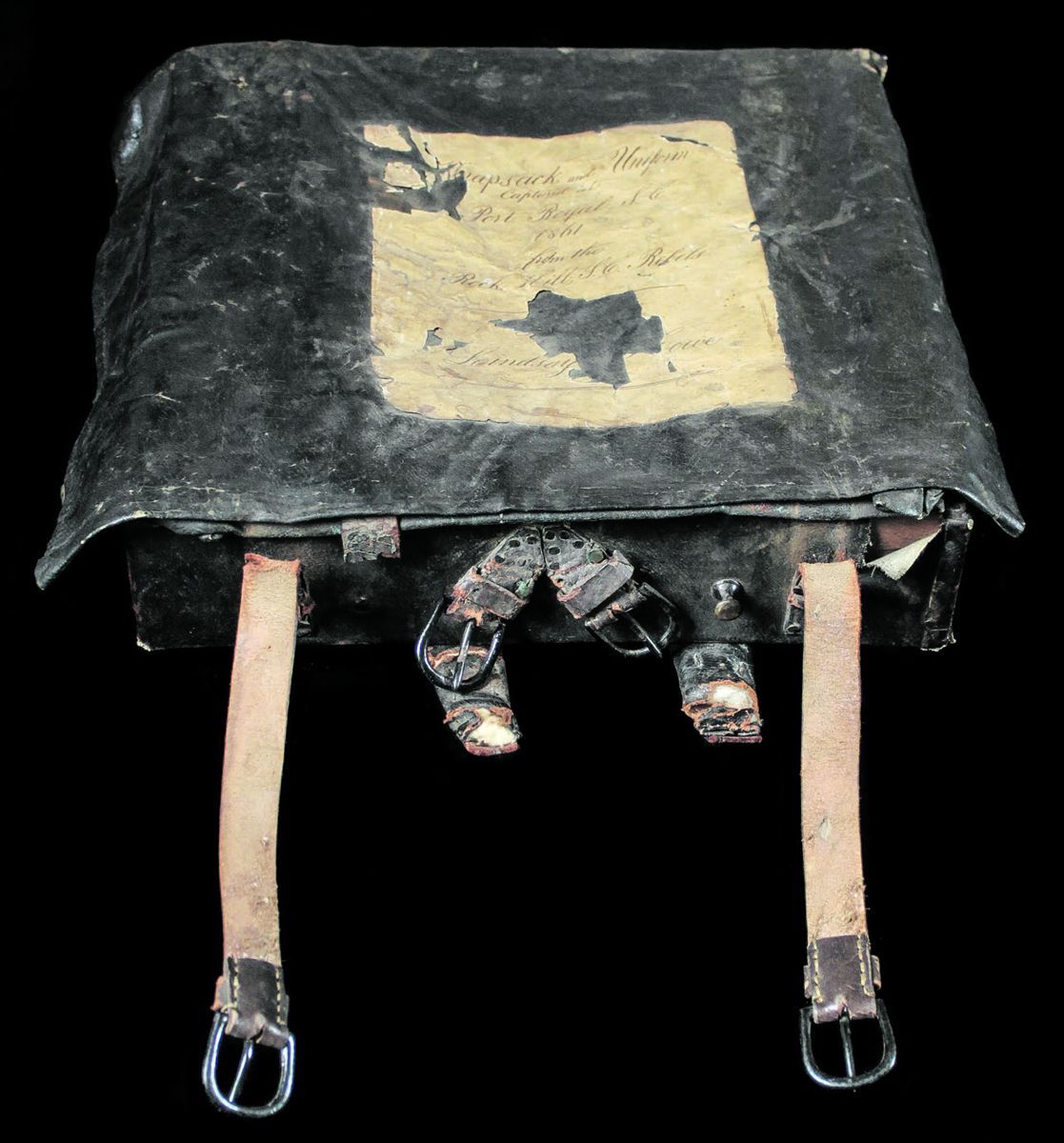 The knapsack’s captor recorded the capture history on paper and pasted it to the knapsack’s water proof outer face.