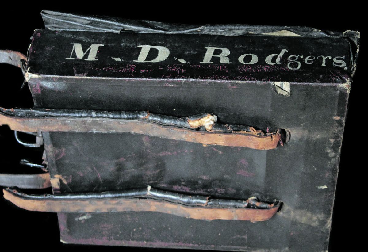 The knapsack’s original Confederate owner was 17 year old Marion D. Rodgers. Of special interest are the padded straps,