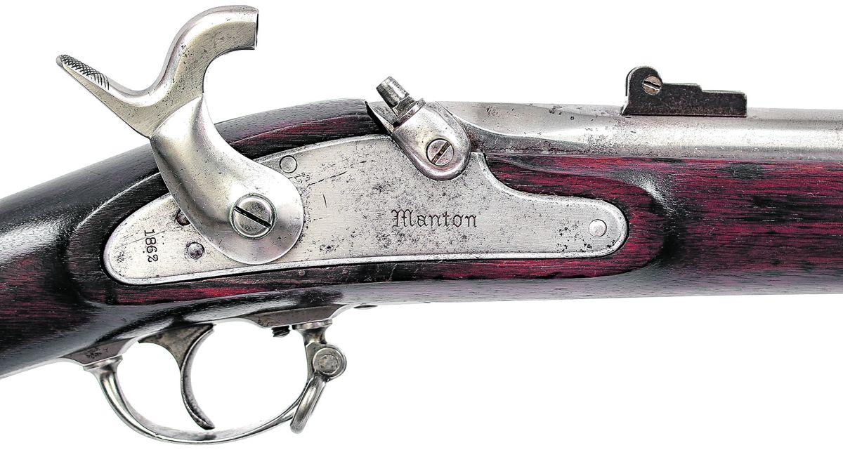 Overall view of a Whitney “Manton” rifle musket, essentially indistinguishable from a regular US M1861 rifle musket at a distance. Photos by Tim Prince.