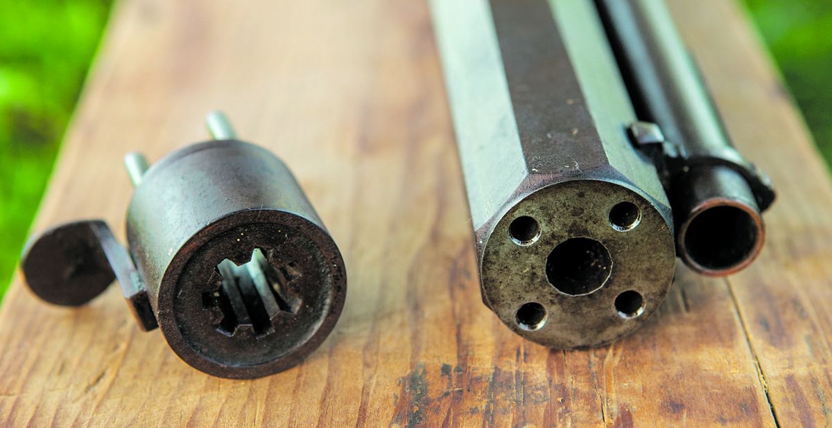 Original “false muzzle” hand fitted for this rifle. Often false muzzles are missing and rarely associated with military rifles such as this one.